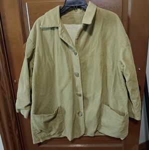 Basic beige corduroy coat not Designer throwing together old worn in pretty hot